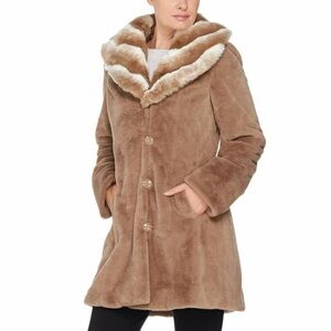 Dennis Basso Faux Fur Coat w/ Removable Hood. XL
